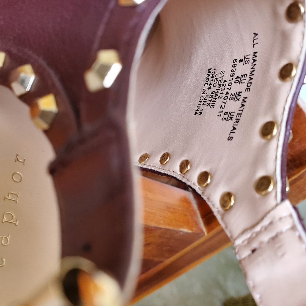 Metaphor Wine Colored Open Heels With Gold Studs … - image 5